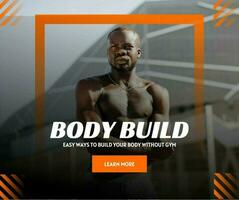 Orange Modern Masculine Body Builder Facebook Post template