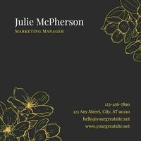 Brown & Gold Floral Square Business Card Template