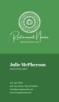 Vertical Green Restaurant Business Card Template