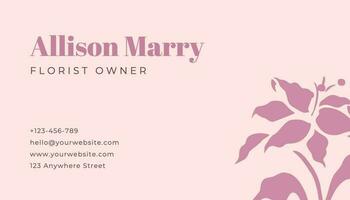 Pink Feminine Florist Business Card template