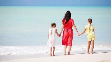 madre con Due bambini godere spiaggia vacanza video