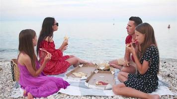 familia haciendo un picnic en la playa video