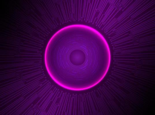 Modern Holographic Eye Ball on Technology Background