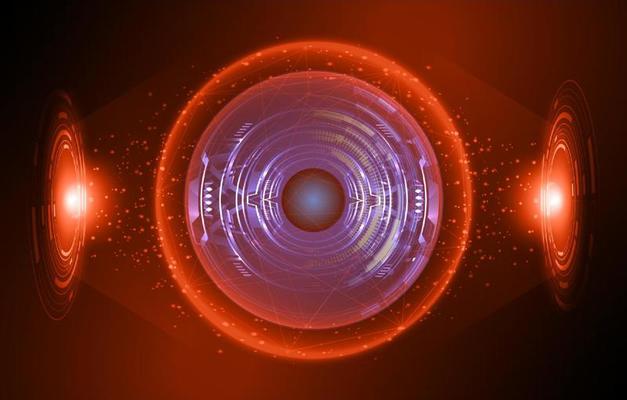 Modern Holographic Eye on Technology Background