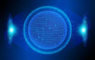 Modern Holographic Globe on Technology Background vector