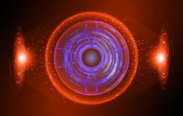 Modern Holographic Eye on Technology Background