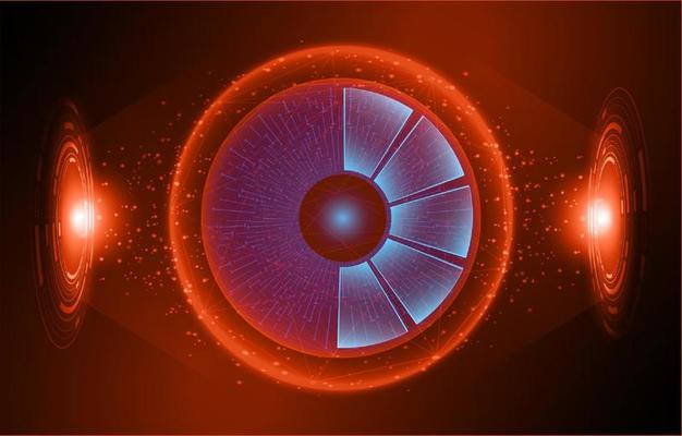 Modern Holographic Eye on Technology Background