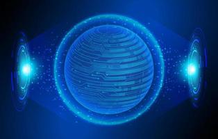 Modern Holographic Globe on Technology Background vector