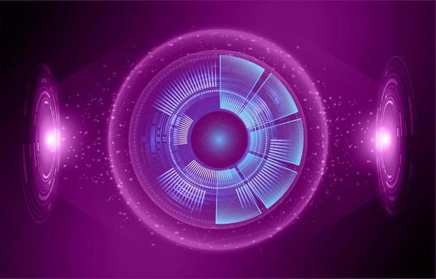 Modern Holographic Eye on Technology Background