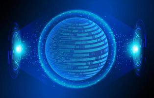 Modern Holographic Globe on Technology Background vector