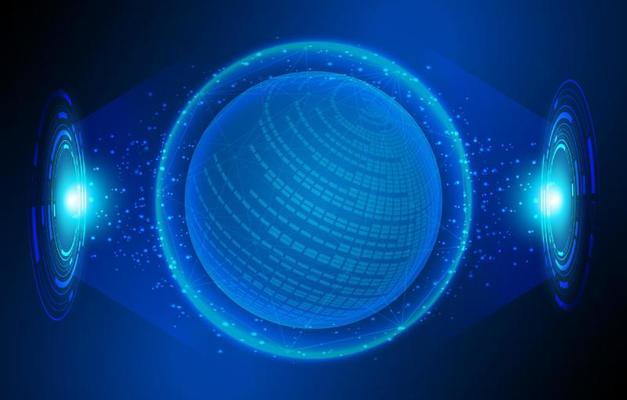 Modern Holographic Globe on Technology Background