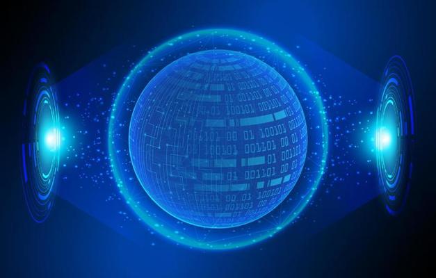 Modern Holographic Globe on Technology Background