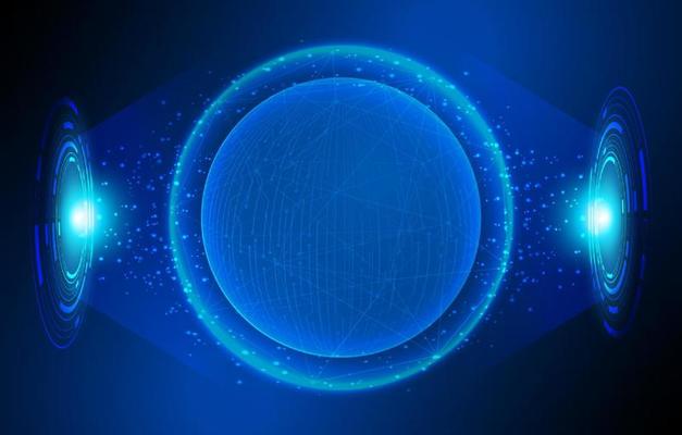 Modern Holographic Globe on Technology Background