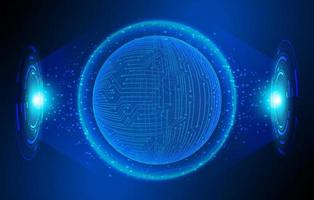 Modern Holographic Globe on Technology Background vector