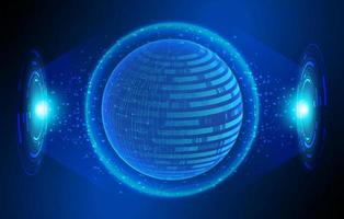 Modern Holographic Globe on Technology Background vector