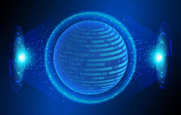 Modern Holographic Globe on Technology Background