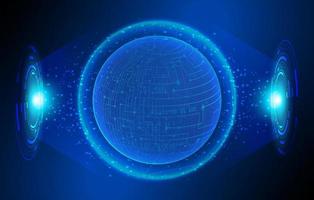 Modern Holographic Globe on Technology Background vector