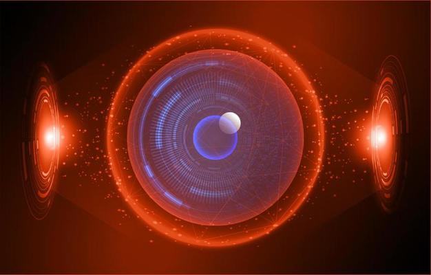 Modern Holographic Eye on Technology Background