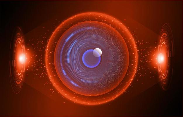 Modern Holographic Eye on Technology Background