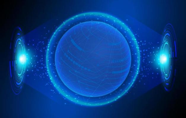 Modern Holographic Globe on Technology Background