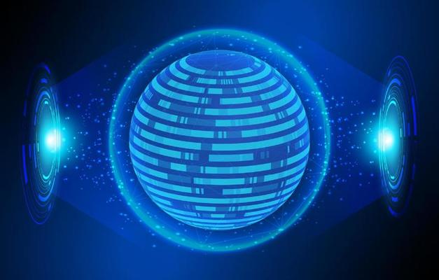 Modern Holographic Globe on Technology Background