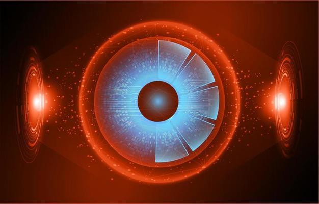 Modern Holographic Eye on Technology Background