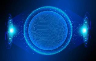 Modern Holographic Globe on Technology Background vector