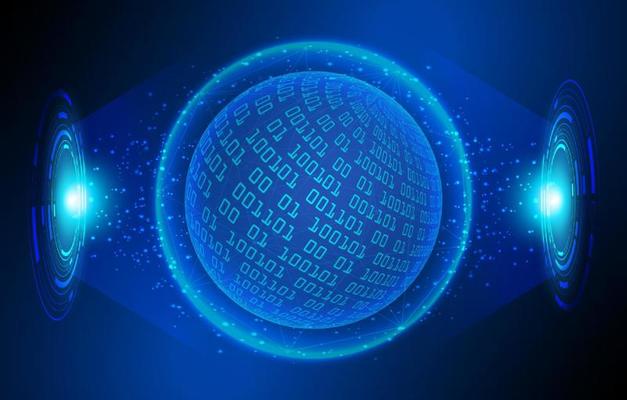 Modern Holographic Globe on Technology Background