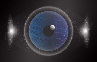 Modern Holographic Eye on Technology Background vector