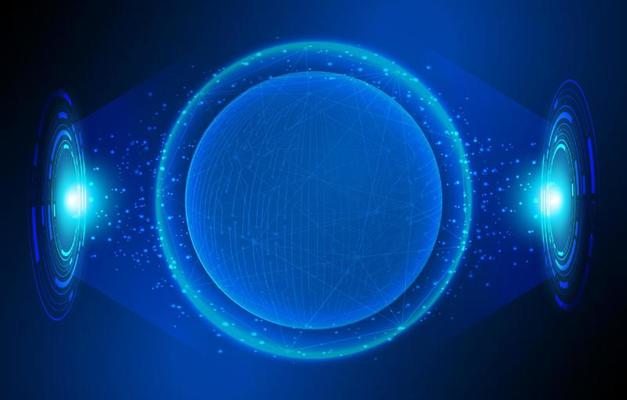 Modern Holographic Globe on Technology Background