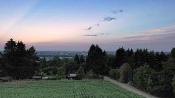 Drohne Video von Frankfurt Horizont genommen von lohrberg im das Abend