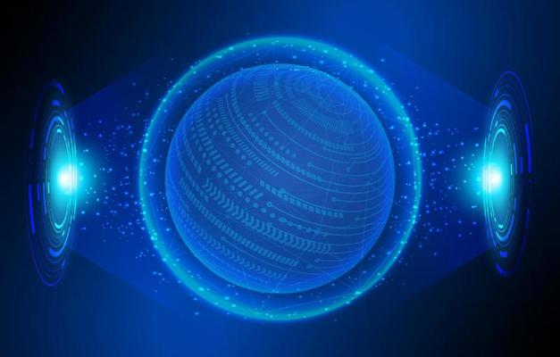 Modern Holographic Globe on Technology Background