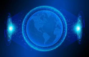 Modern Holographic Globe on Technology Background vector