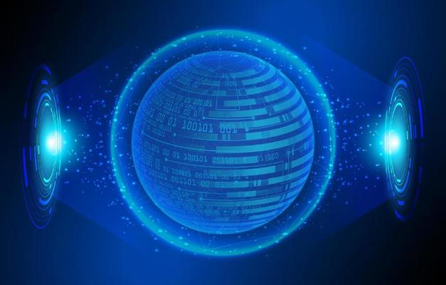 Modern Holographic Globe on Technology Background
