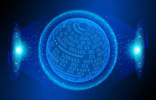 Modern Holographic Globe on Technology Background