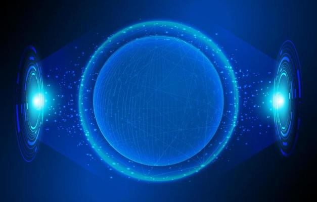 Modern Holographic Globe on Technology Background