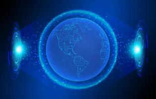 Modern Holographic Globe on Technology Background vector