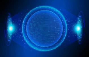 Modern Holographic Globe on Technology Background vector