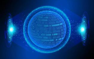 Modern Holographic Globe on Technology Background vector