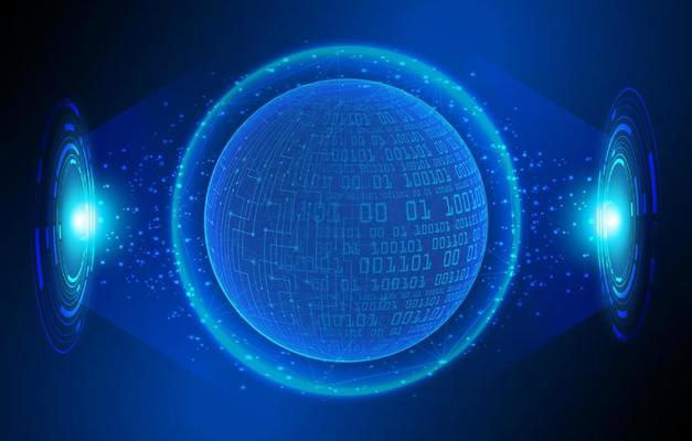 Modern Holographic Globe on Technology Background