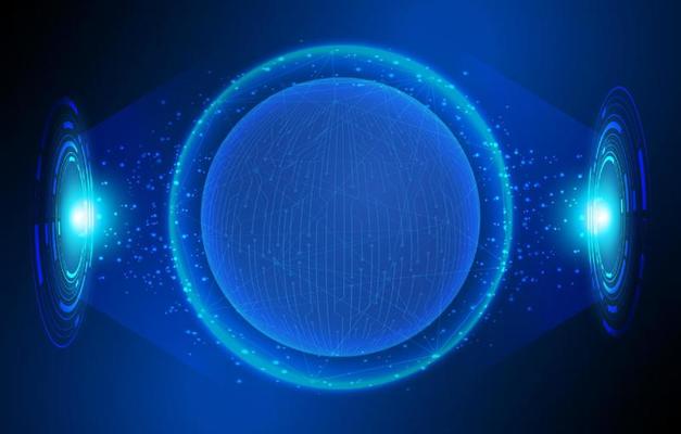 Modern Holographic Globe on Technology Background