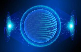 Modern Holographic Globe on Technology Background vector