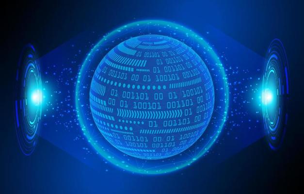 Modern Holographic Globe on Technology Background