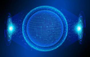 Modern Holographic Globe on Technology Background vector