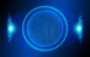 Modern Holographic Globe on Technology Background vector