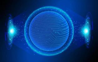 Modern Holographic Globe on Technology Background vector