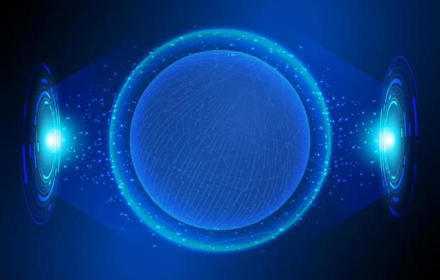Modern Holographic Globe on Technology Background
