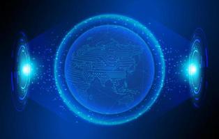 Modern Holographic Globe on Technology Background vector