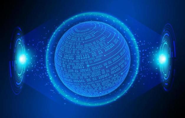 Modern Holographic Globe on Technology Background