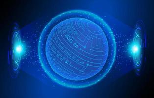 Modern Holographic Globe on Technology Background vector